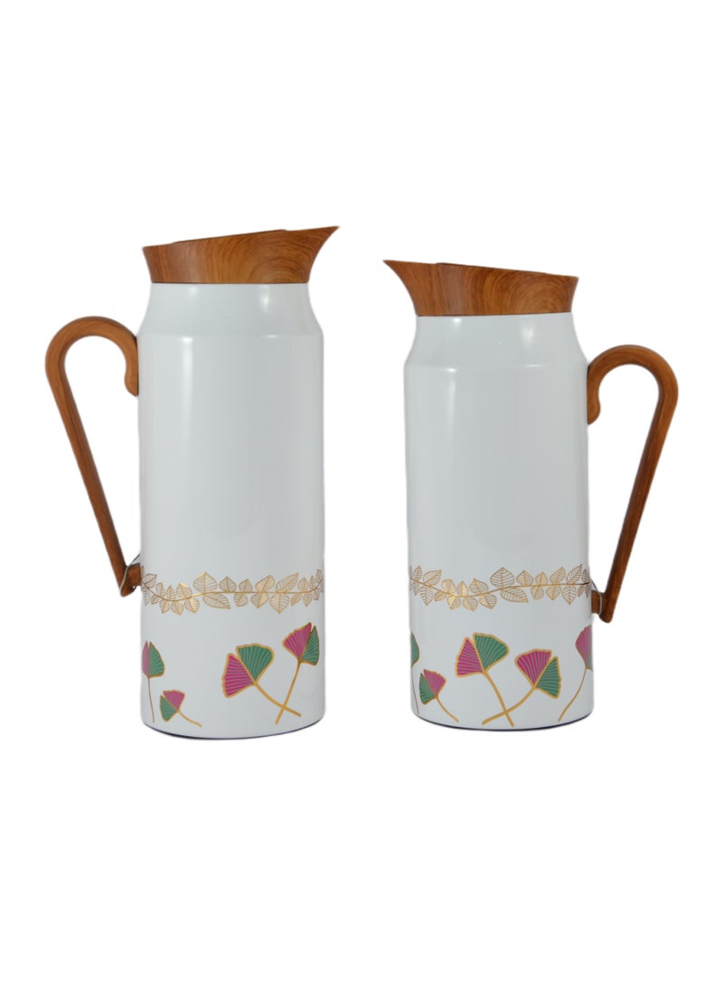 Home Maker 2-Piece Thermal Flask Set – 0.75L & 1L – Stainless Steel Exterior with Inner Glass Insulation  - Image 2