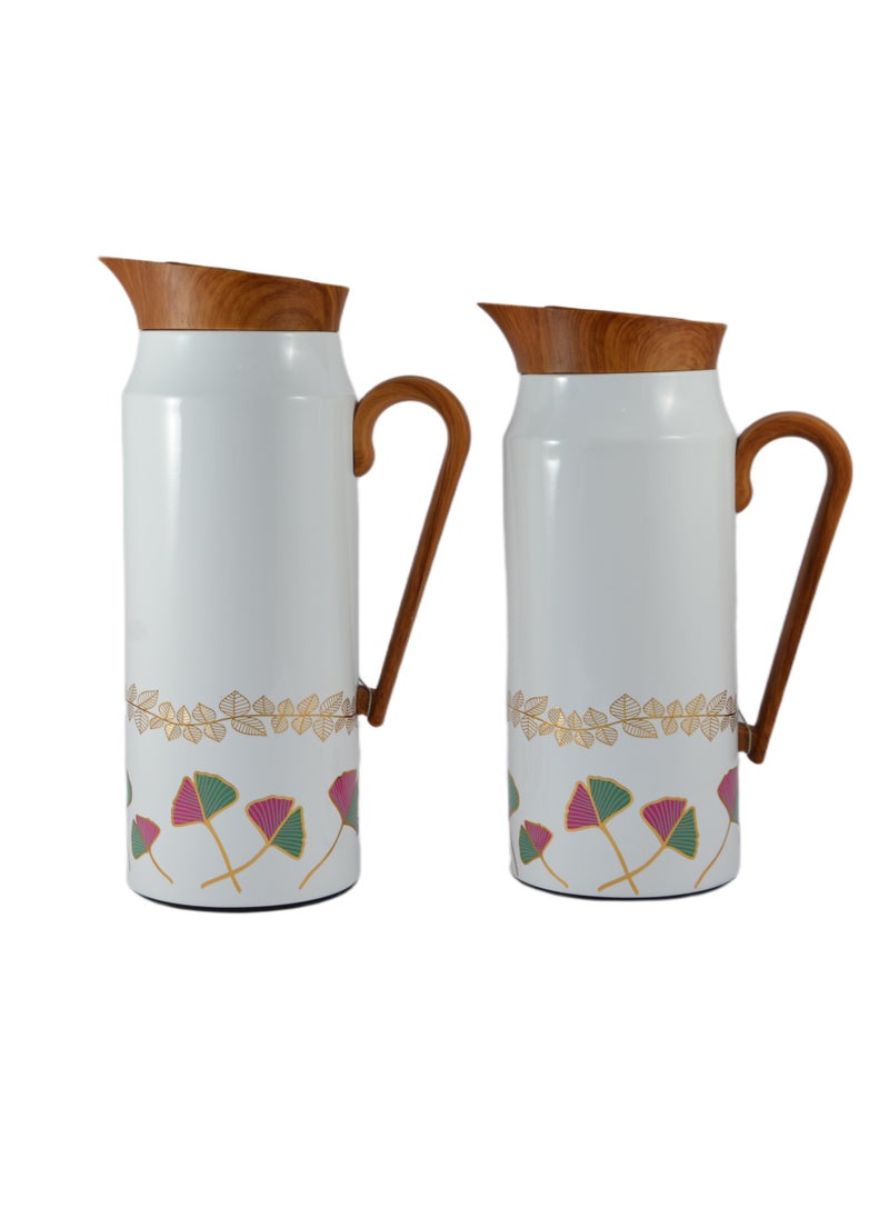 Home Maker 2-Piece Thermal Flask Set – 0.75L & 1L – Stainless Steel Exterior with Inner Glass Insulation  - Image 3