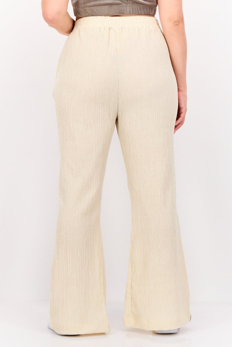 The Giving Movement Women Regular Fit Textured Flare Pants, Off White  - Image 2