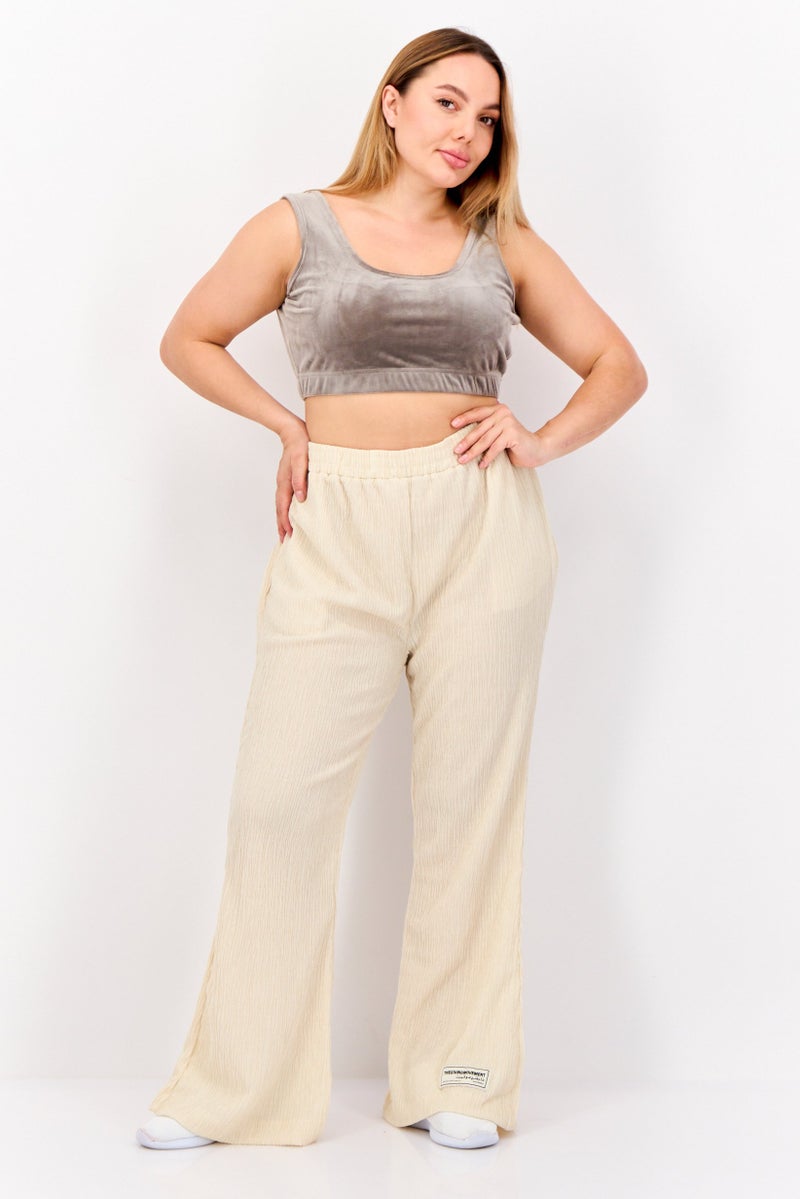 The Giving Movement Women Regular Fit Textured Flare Pants, Off White  - Image 4