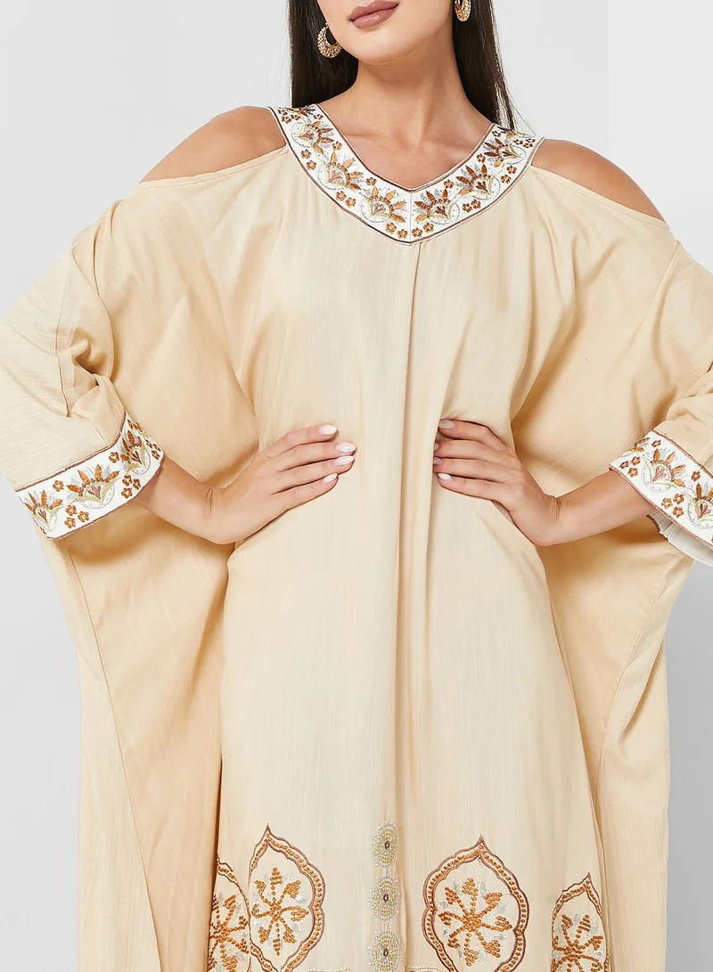 House of Moda Cold Shoulder Printed Dress