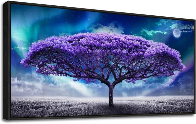 Lapremoly Framed Canvas Wall Art - Purple Tree - Image 1