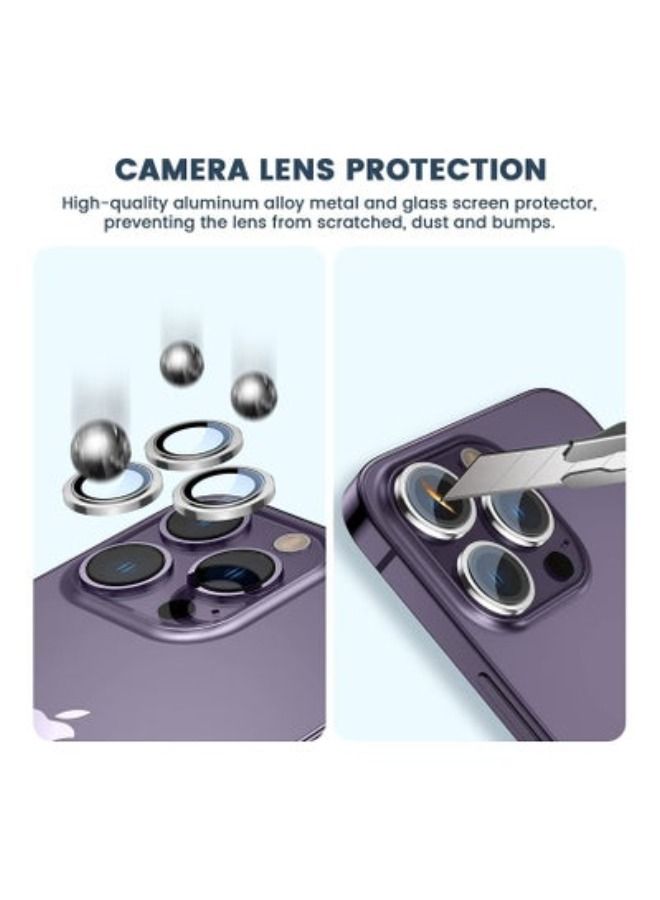 ACLIX Camera Lens Protector, Keep Original Camera HD Glass Metal Camera Lens Screen Cover Film for iPhone 14 Pro Max / 14 Pro Accessories Silver - Image 2