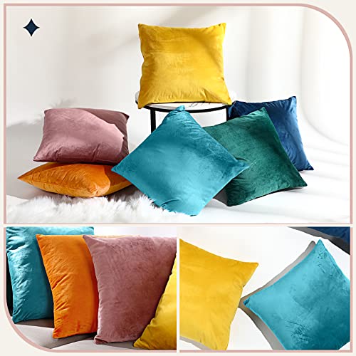 Remagr Pack of 6 Decorative Velvet Throw Pillow Covers Solid Square Soft Pillowcase Set Cushion Cases for Sofa Couch Bed Car Christmas Fall Home Decor 18 x 18 inch(Mixed Color) - Image 5