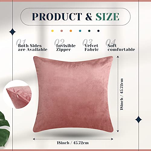 Remagr Pack of 6 Decorative Velvet Throw Pillow Covers Solid Square Soft Pillowcase Set Cushion Cases for Sofa Couch Bed Car Christmas Fall Home Decor 18 x 18 inch(Mixed Color) - Image 3