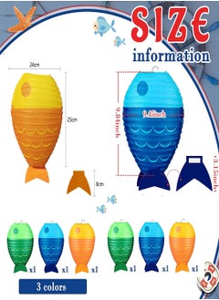 KASTWAVE Fish Shaped Hanging Lantern 6Pcs 12" Lantern Paper for Party New Year Ocean Themed Party Decorations Colored Fish Decorations for Party Round Paper Lanterns Birthday Supplies  - Image 3