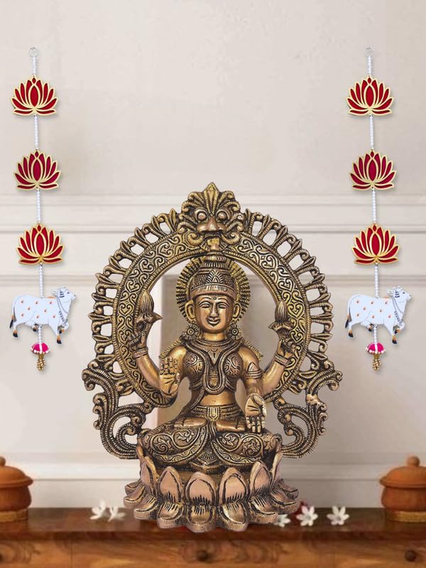JH Gallery Lotus with Pichwai Cow Wall and Door Hanging - Home, Mandir Decorations Items, Diwali Décor, All Festival Décor, Decorative Pooja Room Temple Decoration (32'' Height - Pack of 4), 81.28 Cm - Image 5