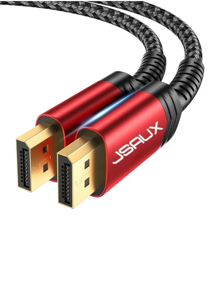 JSAUX - DisplayPort to DisplayPort 4K UHD Cable – 3M High-Speed Adapter – Gold-Plated Connector, Red – Stable Audio & Video Transmission - Image 1