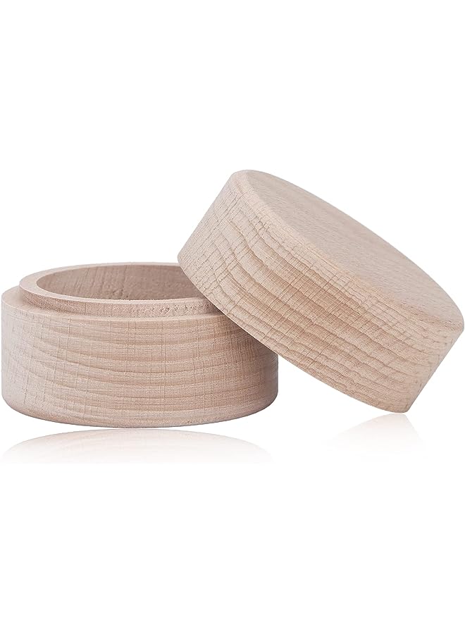 IAF retro style jewelry box, round beech wood box for rings - Image 1
