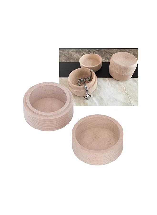 IAF retro style jewelry box, round beech wood box for rings - Image 3