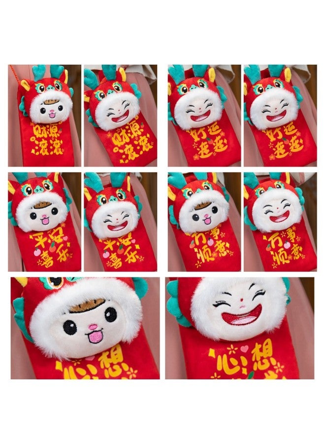 Dragon Year Mascot Dragon Hat Dragon Wallet Dragon Pendant Plush Toy Zodiac Dragon Doll Opening Red Gift-Specifications:Fulongwa Red Envelope For Men And Women  - Image 1