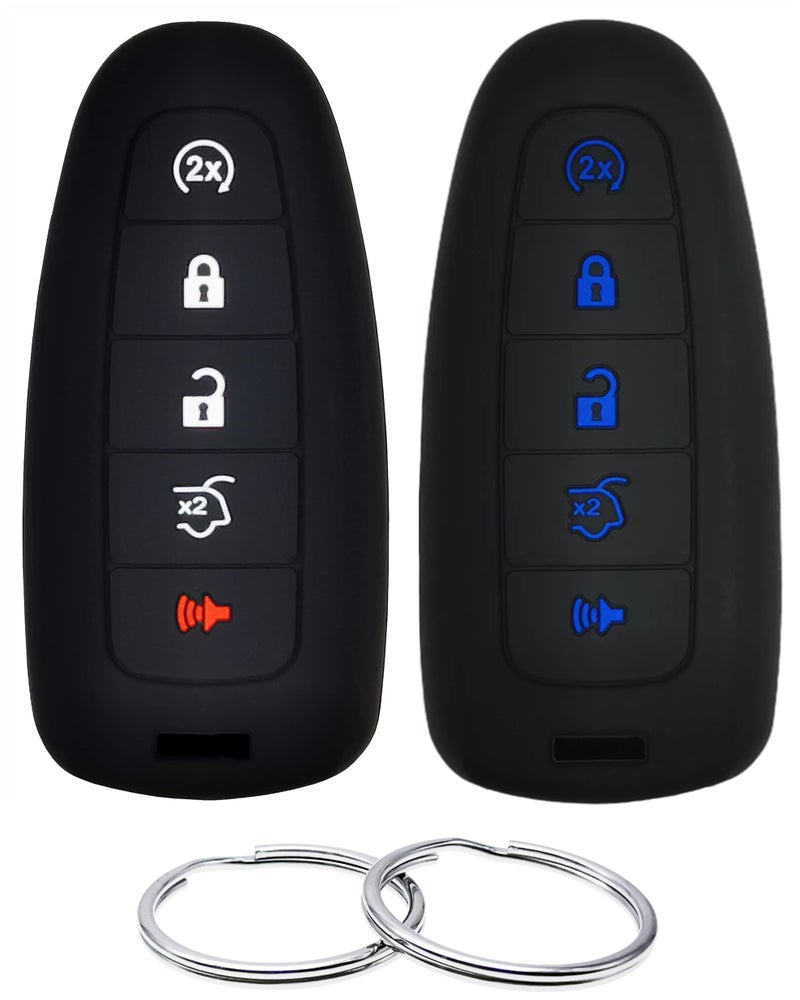 REPROTECTING Silicone Rubber Key Fob Cover Compatible with 5 Buttons 20112015 Ford Edge Escape Explorer Flex Focus Taurus M3N5WY8609 7812A5WY8609 164R8092 Black Black