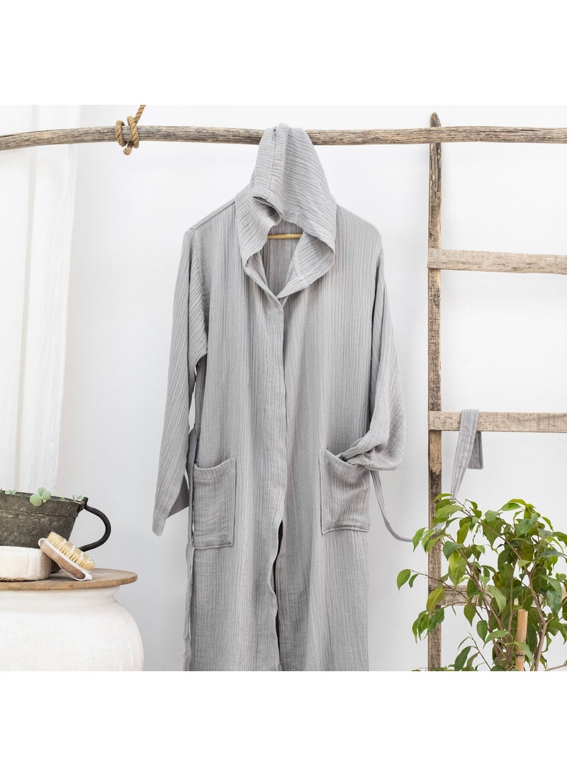 Schafer Home Bohemian Muslin Bathrobe-Grey (S-M)  - Image 1