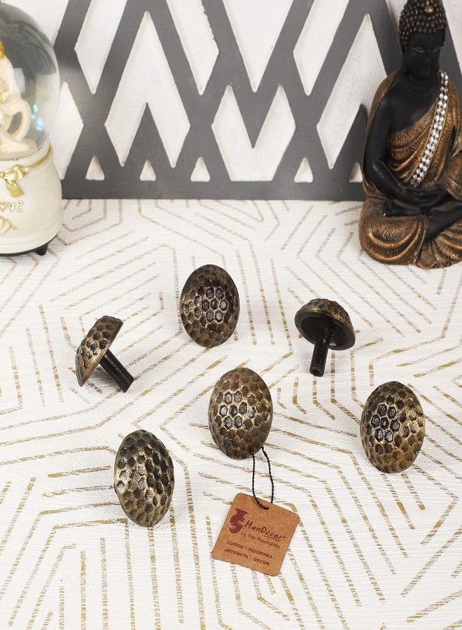 Two Moustaches Handmade Antique Brass Football Design Drawer Pull, Wardrobe Cabinet Knobs (Pack of 6) - Image 1
