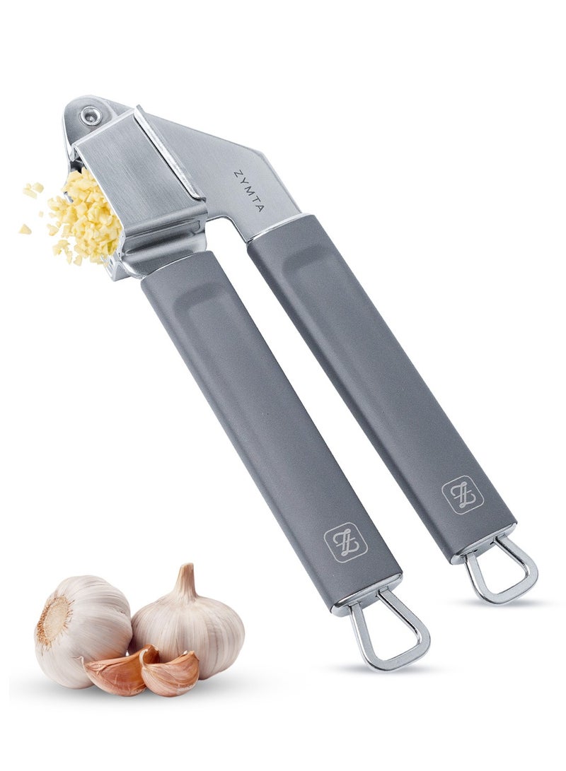 ZYMTA Stainless Steel Garlic Press - Effortless Crusher & Mincer | Easy Clean Kitchen Gadget with Non-Slip Grip | Durable for Home & Professional Use - Image 1