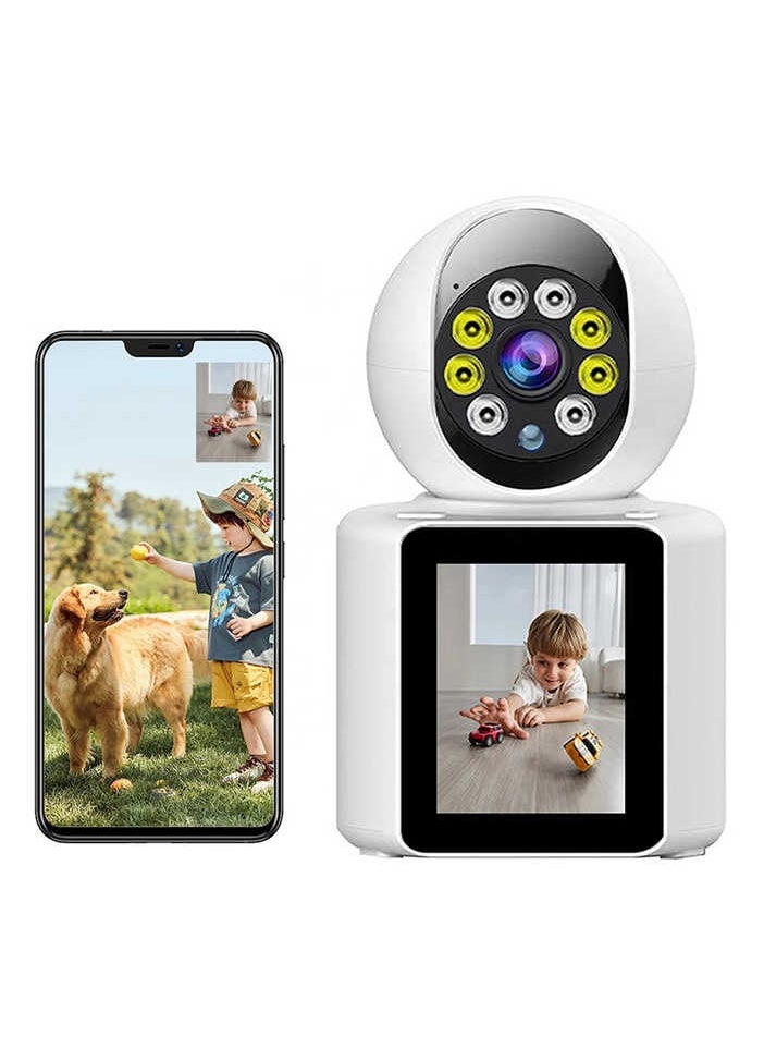 ماركة غير محددة كاميرا 1080P لمكالمات الفيديو WIFI HD بنقرة واحدة لمكالمات الفيديو بالأشعة تحت الحمراء للرؤية الليلية فيديو كاميرا مراقبة الطفل، أبيض  - Image 1