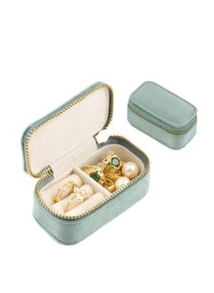 Mini Jewelry Travel Case, Velvet Small Travel Jewelry Box, Portable Jewelry Travel Organizer Box for Rings Earrings Necklaces, Gifts for Women Girls(Green Emerald)