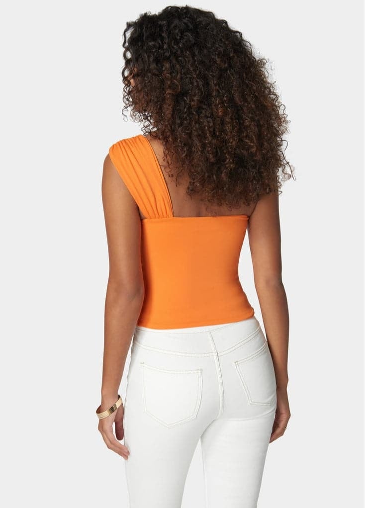 bebe ASYMMETRIC DRAPED D RING KNIT TOP - Image 2