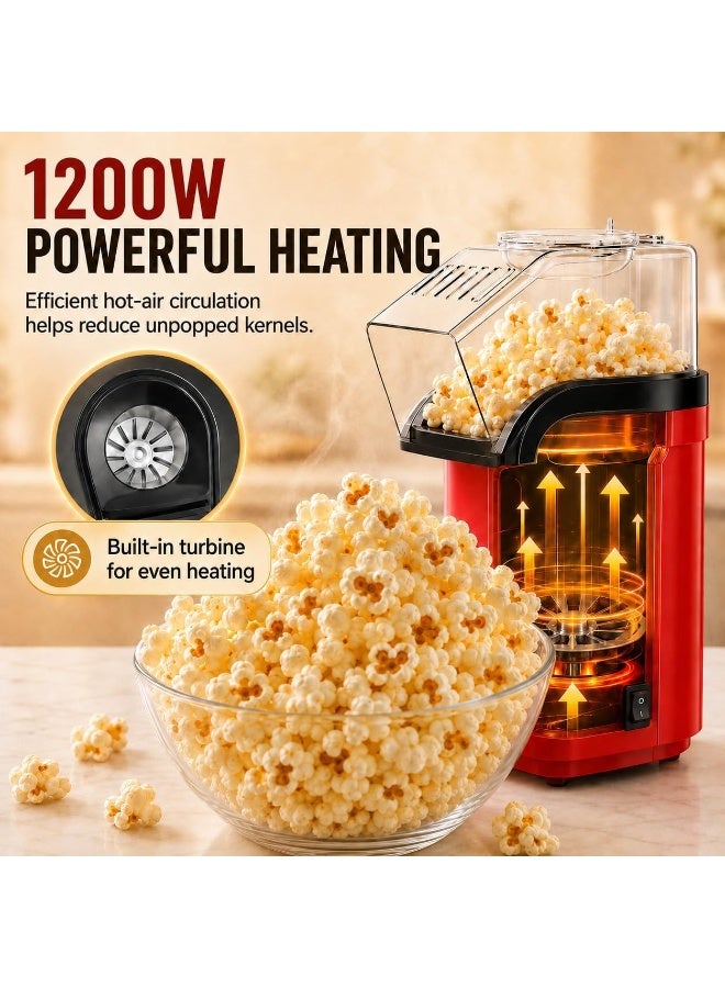 Hot Air Popcorn Popper Oil Free 8 Cups with Measuring Cup Red - Image 4