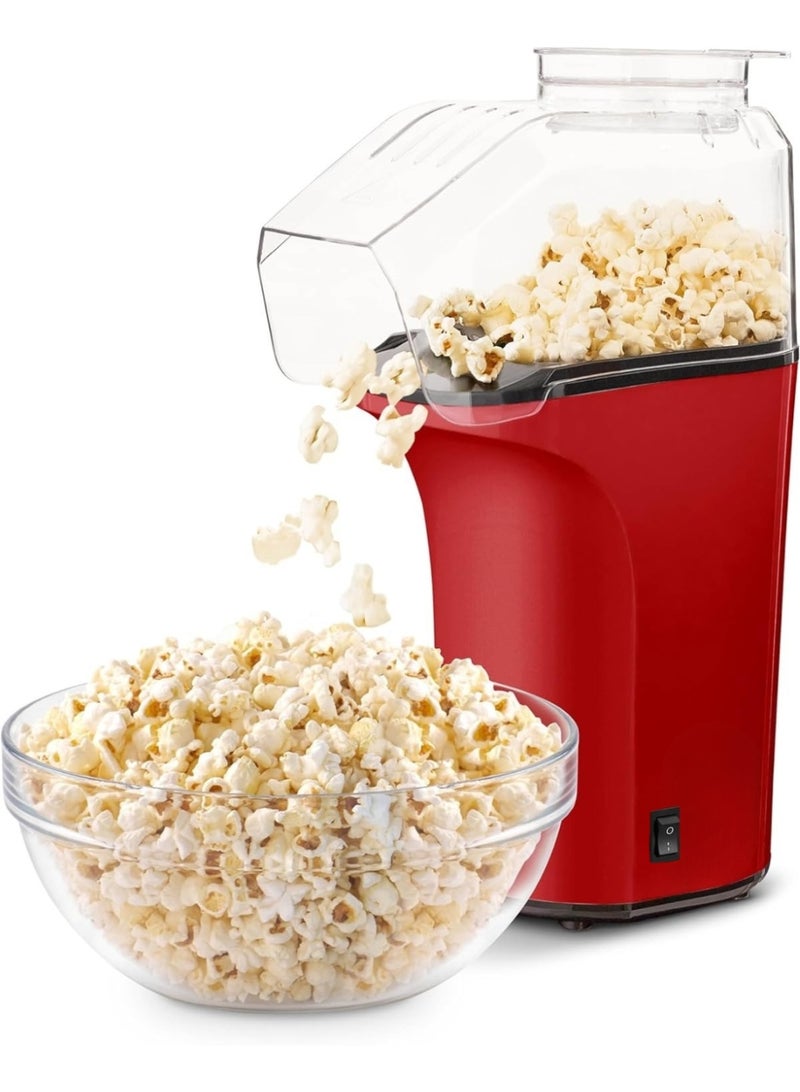 Hot Air Popcorn Popper Oil Free 8 Cups with Measuring Cup Red - Image 1