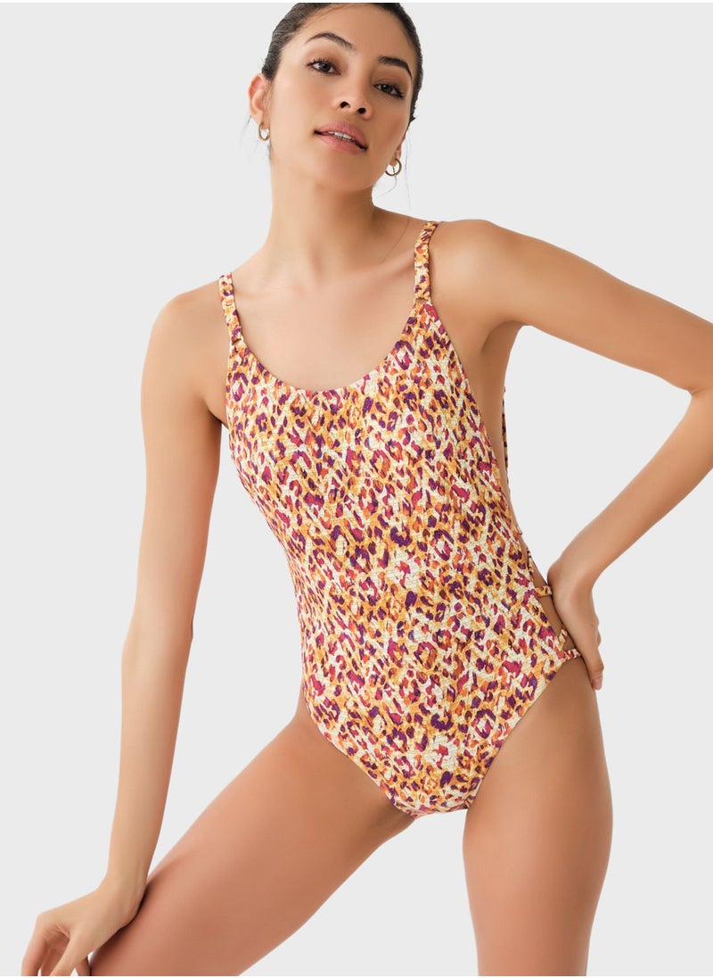 dagi - Plunge Neck Printed Swimsuit - Image 1