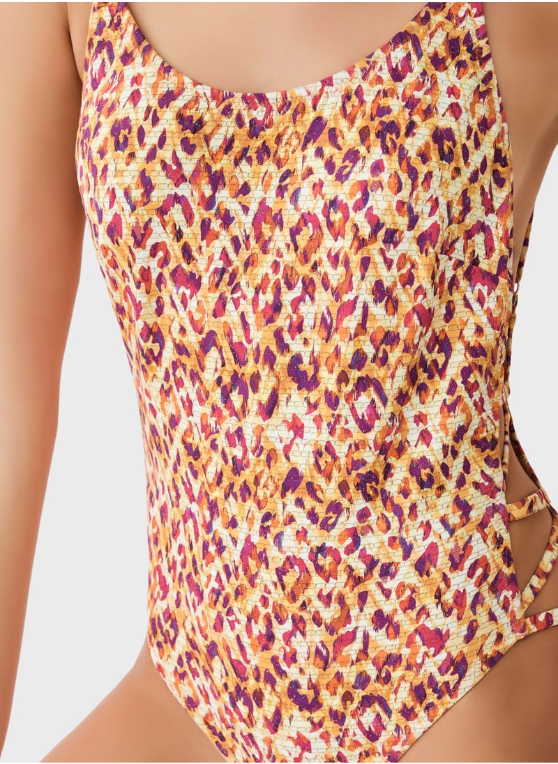 dagi - Plunge Neck Printed Swimsuit - Image 1
