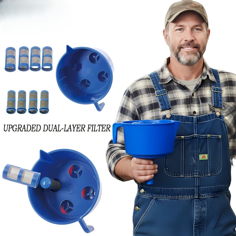 1PC Thickened Oil Water Separation Funnel and 8PCS Inner And Outer Filter Elements Heavy Duty Double Layer Diesel Gasoline Fuel Water Separator Filter Multi Layer Filtration System Water Oil Separation Drain Valve Compatible With Trucks Boats Generators RVs Direct Fit Replacement Efficient Design - Image 1