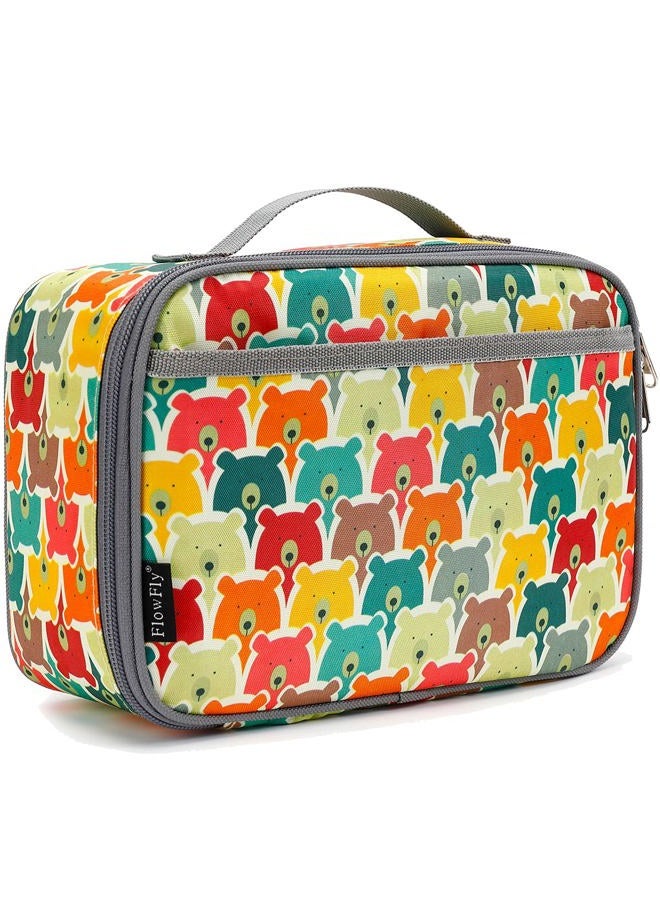 FlowFly Kids Lunch box Insulated Soft Bag Mini Cooler Back to School Thermal Meal Tote Kit for Girls, Boys, Bear - Image 1