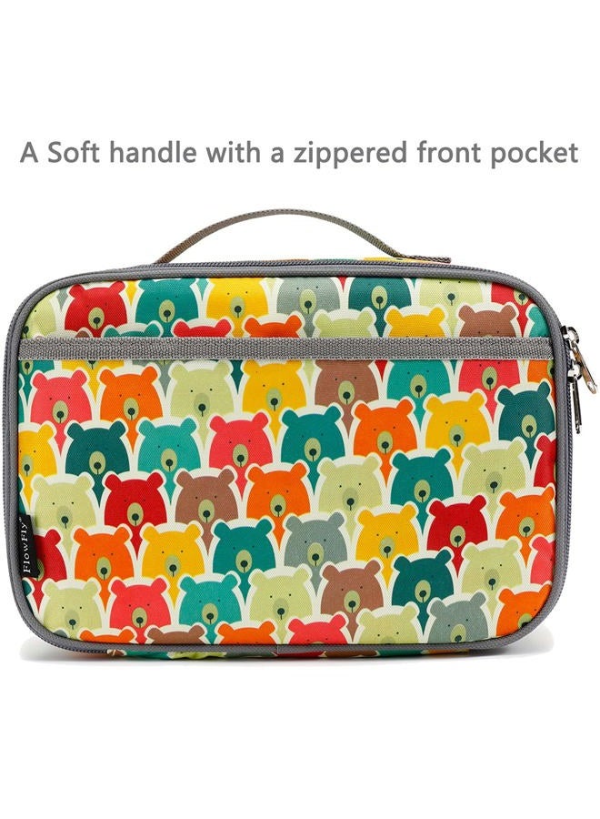 FlowFly Kids Lunch box Insulated Soft Bag Mini Cooler Back to School Thermal Meal Tote Kit for Girls, Boys, Bear - Image 2