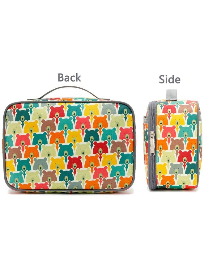FlowFly Kids Lunch box Insulated Soft Bag Mini Cooler Back to School Thermal Meal Tote Kit for Girls, Boys, Bear - Image 5