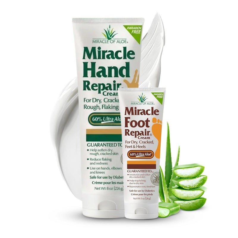 Miracle of Aloe Miracle Hand Repair 8 oz & Miracle Foot Repair 1 oz tube - Image 2