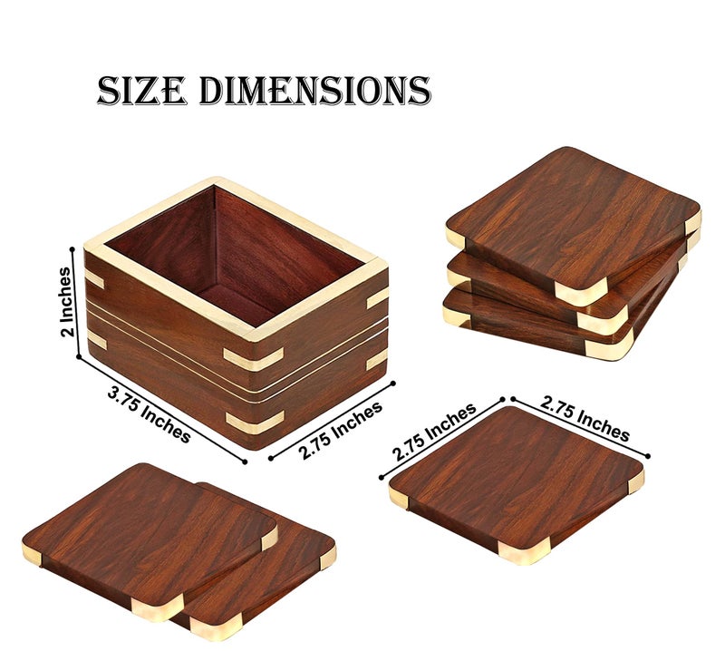 Woodiva Wooden Drink & Glass Coasters - Set of 6 with Holder | Durable Wood Table Coasters for Tea Cups, Coffee Mugs, Beer Cans & Tumblers | Rustic Coaster Set for Home & Kitchen Decor - Image 3