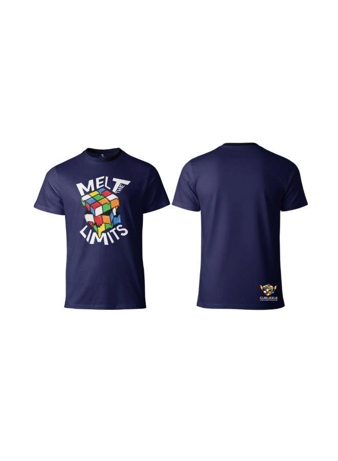 Cubuzzle Melt Limits Graphic Print T-Shirt For Men & Women Blue XL - Short Sleeve Cotton Casual Crewneck Tee - Image 3