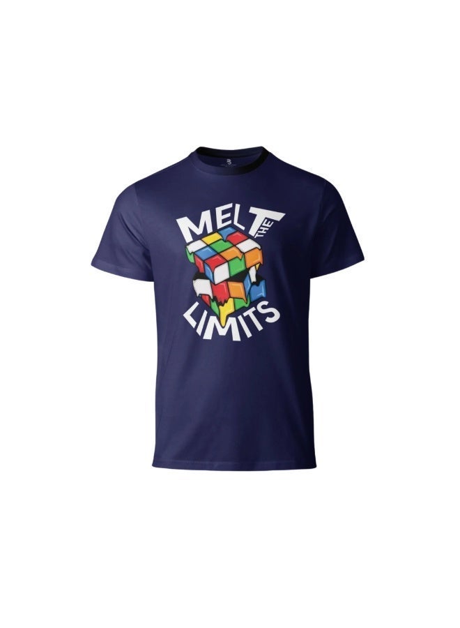 Cubuzzle Melt Limits Graphic Print T-Shirt For Men & Women Blue XL - Short Sleeve Cotton Casual Crewneck Tee - Image 1