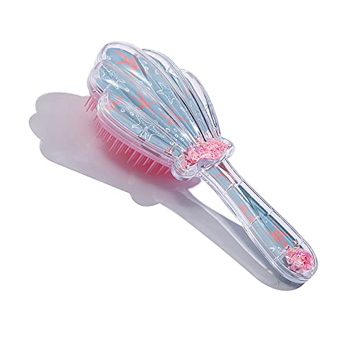 Mermaid Detangler Hair Brush Detangling Hair Comb Christmas Shell Glitter Comb Hairbrush Massage Scalp No Pain Detangler for Dry  Wet Hair Kids Girls Woman Pink