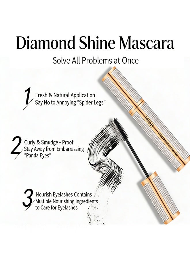 فايبلي ماسكارا الماس، ماسكارا ألياف الحرير 4D للرموش، لرموش أكثر كثافة وطولاً، طبيعية، مقاومة للماء ومن دون تلطيخ، لا تكتل، لا تسيل، تضيف طولاً وعمقاً وجمالاً بسهولة (أسود) - Image 5