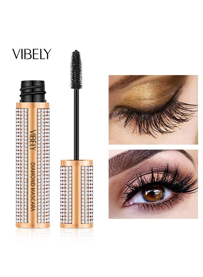 فايبلي ماسكارا الماس، ماسكارا ألياف الحرير 4D للرموش، لرموش أكثر كثافة وطولاً، طبيعية، مقاومة للماء ومن دون تلطيخ، لا تكتل، لا تسيل، تضيف طولاً وعمقاً وجمالاً بسهولة (أسود) - Image 1