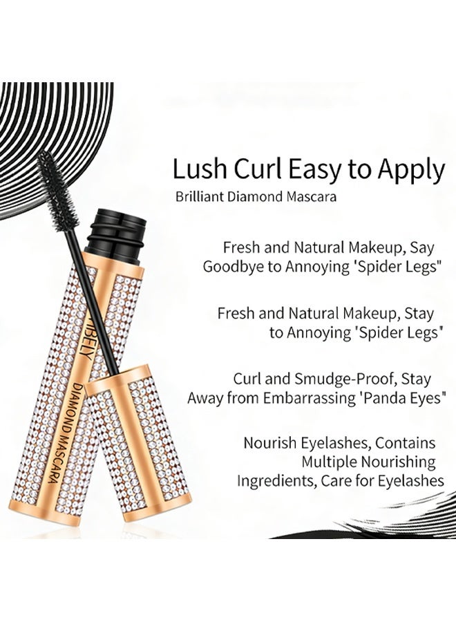 فايبلي ماسكارا الماس، ماسكارا ألياف الحرير 4D للرموش، لرموش أكثر كثافة وطولاً، طبيعية، مقاومة للماء ومن دون تلطيخ، لا تكتل، لا تسيل، تضيف طولاً وعمقاً وجمالاً بسهولة (أسود) - Image 4