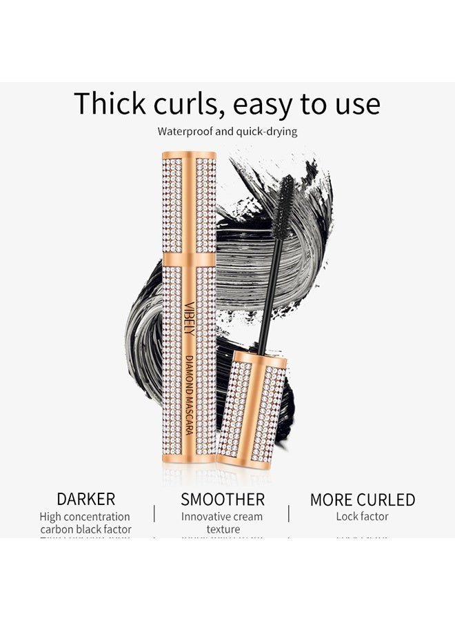 فايبلي ماسكارا الماس، ماسكارا ألياف الحرير 4D للرموش، لرموش أكثر كثافة وطولاً، طبيعية، مقاومة للماء ومن دون تلطيخ، لا تكتل، لا تسيل، تضيف طولاً وعمقاً وجمالاً بسهولة (أسود) - Image 3
