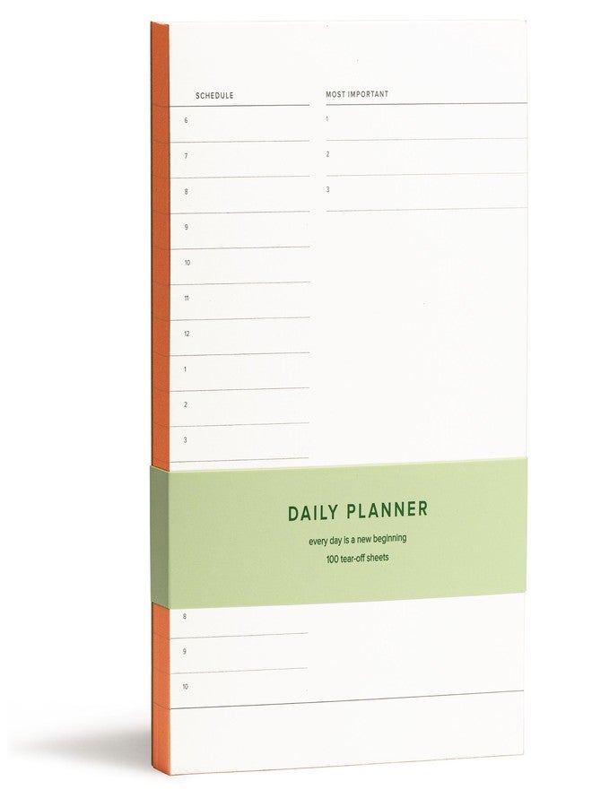 KUNITSA CO. Daily To Do List Notepad. Work Planner & Hourly Time Block Schedule. 100 tear-off sheets (Orange Edges) - Image 1