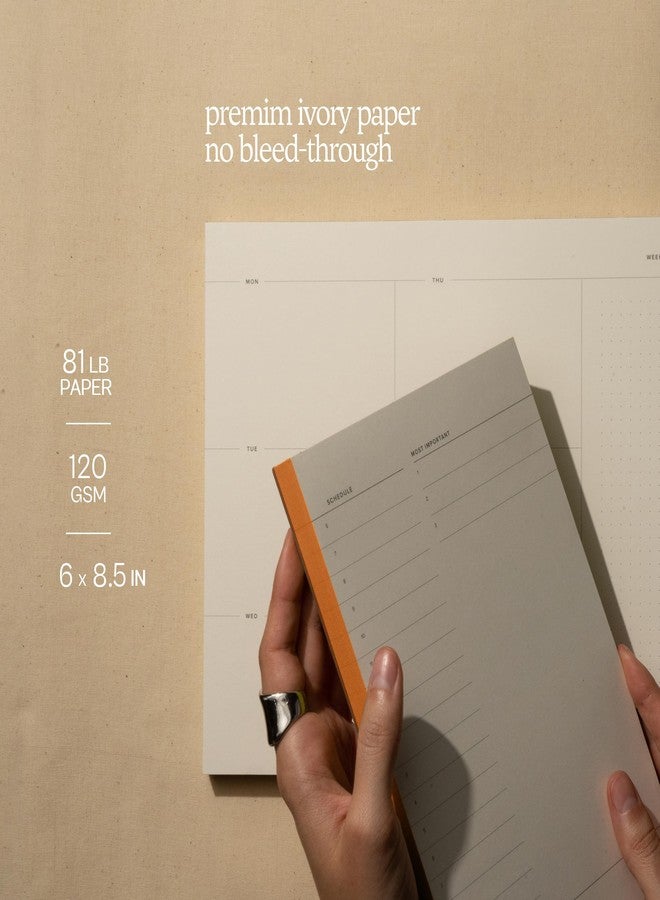 KUNITSA CO. Daily To Do List Notepad. Work Planner & Hourly Time Block Schedule. 100 tear-off sheets (Orange Edges) - Image 5