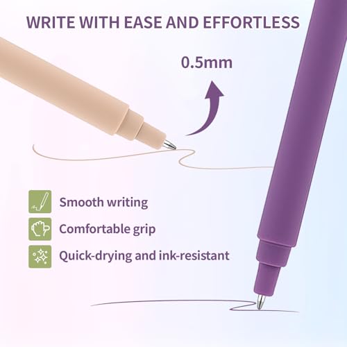 Thboxes 8Pcs Gel Pens for Journaling, 0.5mm Fine Tip Retractable Colored Nurse Pens - Smooth Writing for Note Taking, Office & School Supplies, Journaling Supplies for Women Teacher Nurse gifts - Image 3