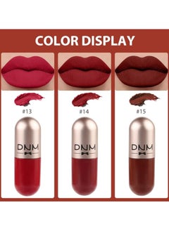 DNM 3Pcs Mini Pills Liquid Matte Lipstick Capsule Set for Women Dark Deep Ruby Light Brown Rose red Lip stick Stain Long Lasting Waterproof mate color 05  - Image 3