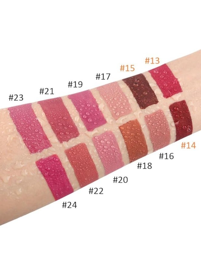 دي ان ام مجموعة كبسولات أحمر شفاه سائلة غير لامعة صغيرة من 3 قطع للنساء بلون بني فاتح وأحمر وردي داكن وأحمر شفاه يدوم طويلاً ومقاوم للماء بلون مات 05 - Image 5