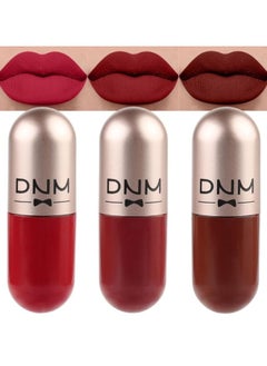 DNM 3Pcs Mini Pills Liquid Matte Lipstick Capsule Set for Women Dark Deep Ruby Light Brown Rose red Lip stick Stain Long Lasting Waterproof mate color 05  - Image 1
