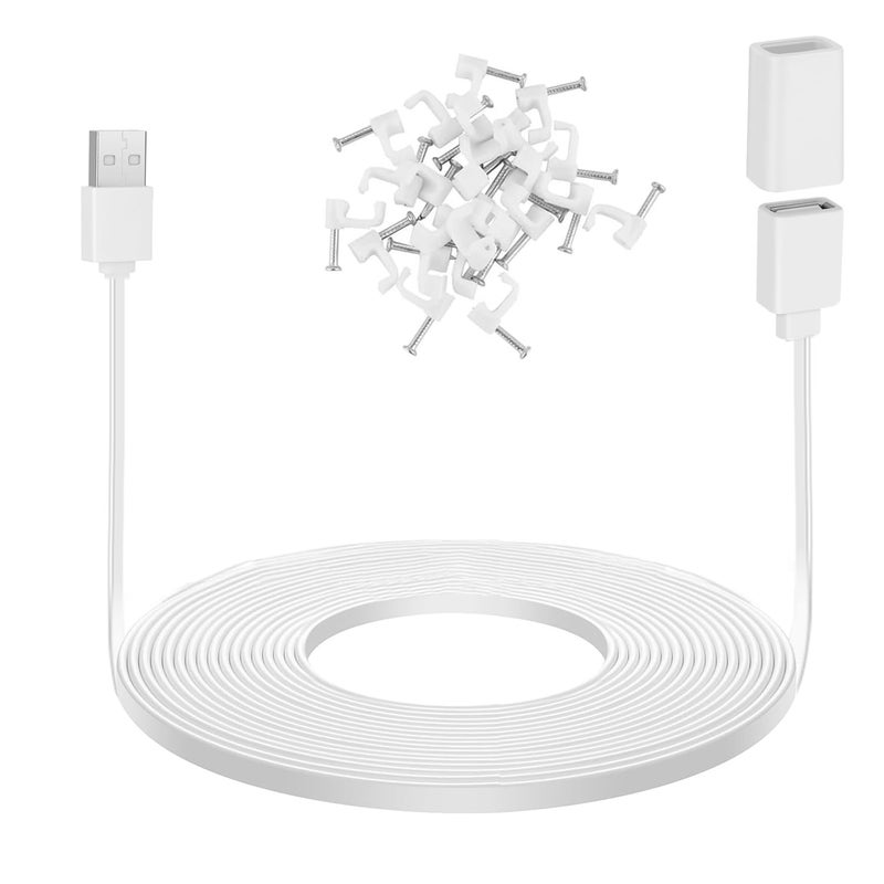 UYODM 20Ft/6M USB Extension Cable Compatible with WYZE Cam V3/V4/V2,Wyze Cam OG, WYZE Cam Pan V3/V3 Pro/ V2, IPX7 Waterproof Extension Charging Cable Power Your WYZE Cam Continuously - White - Image 1