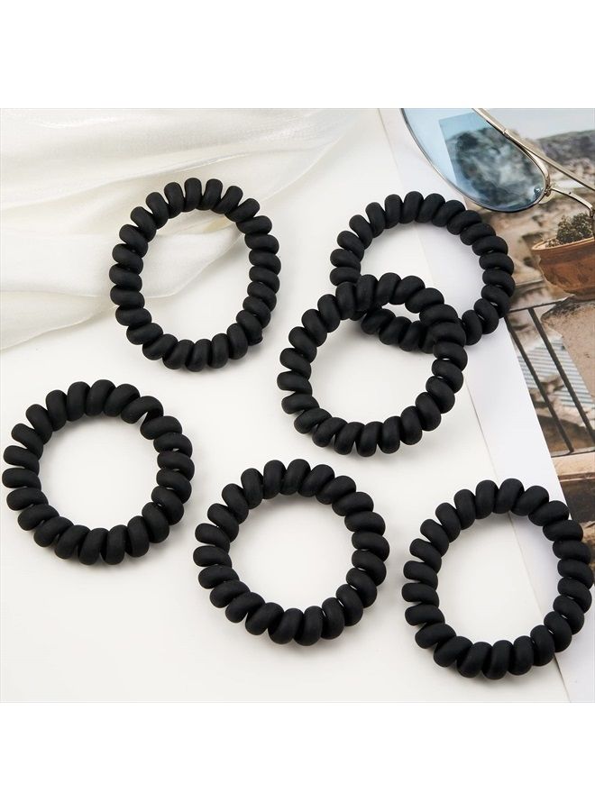 QIUTIMIY Spiral Hair Ties (Matte Black,12 Pcs), Coil Hair Ties for Thick Hair, Ponytail Holder Hair Ties for Women , No Crease Hair Ties, Phone Cord Hair Ties for all Hair Types with Plastic Spiral - Image 4