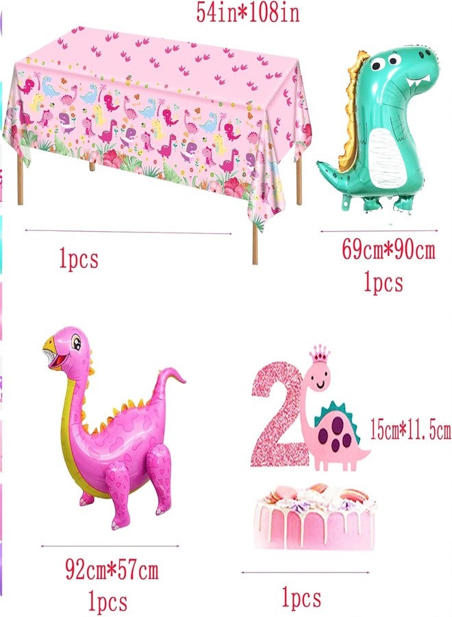 BEOXAGAR Two Rex Pink Dinosaur Birthday Party Decorations for Girls - 2nd Birthday Supplies - Image 5