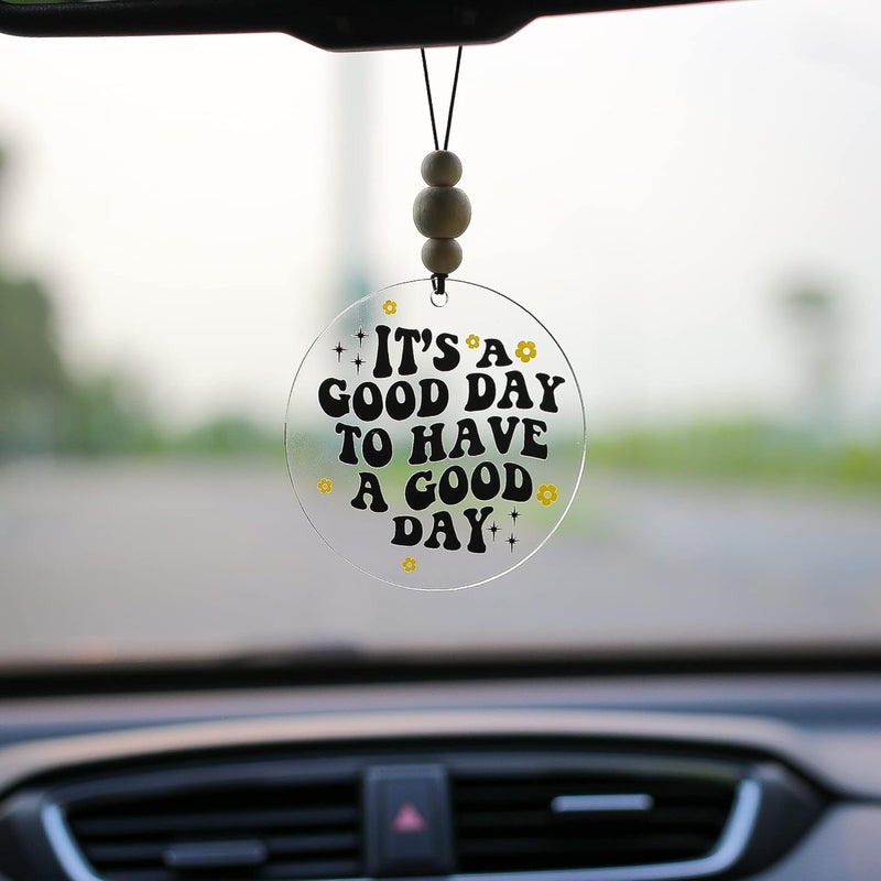 Talataca It's A Good Day to Have A Good Day 2D Flat Car Ornament with Wood Beads - Image 1