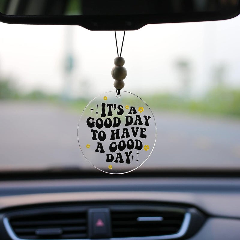 Talataca It's A Good Day to Have A Good Day 2D Flat Car Ornament with Wood Beads - Image 3
